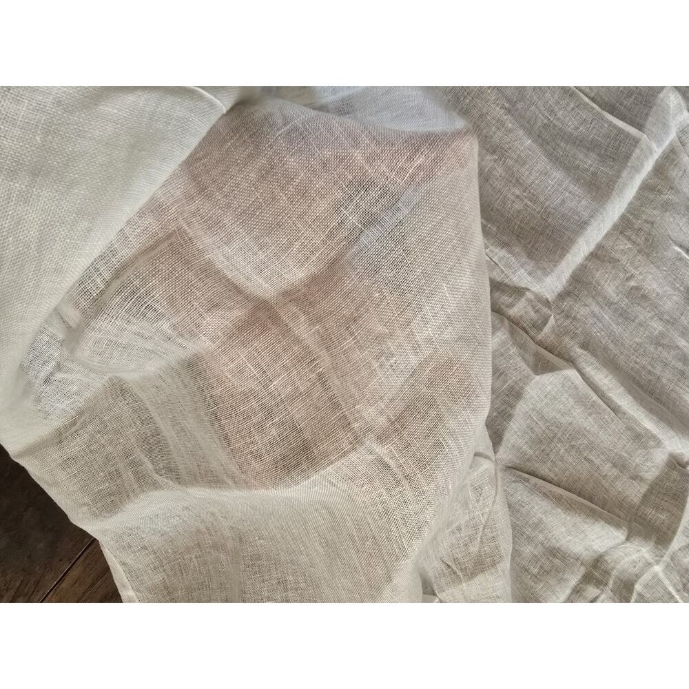 Pottery Barn Four White Linen Curtain Panels 50" X 84" - Picture 4 of 9